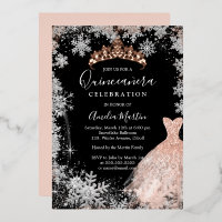 Roze Goud Zilver Zwart Sneeuwvlok Quinceanera