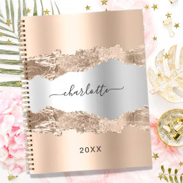 Roze goud zilveren metalen agaat marmeren naam 202 planner