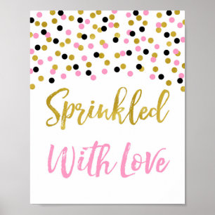 Roze Goud Zwart Confetti Bestrooid met Liefde Teke Poster