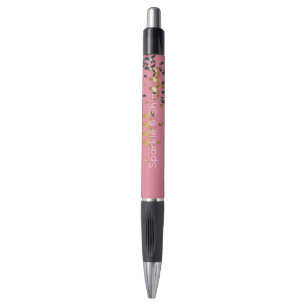 Roze Goud Zwart Confetti Pen