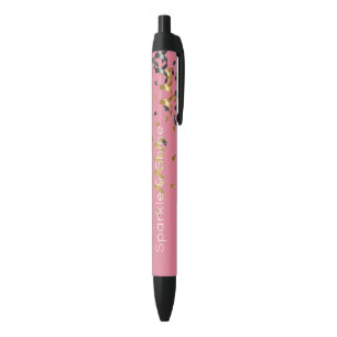 Roze Goud Zwart Confetti Zwarte Inkt Pen