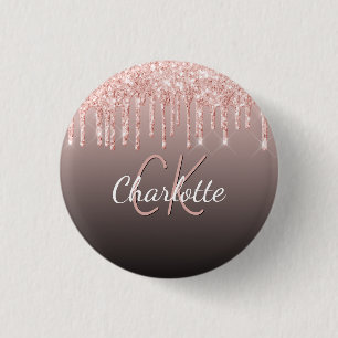 Roze goud zwart glinsterende druppels aangepaste n ronde button 3,2 cm