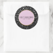 Roze Goud Zwart Glitter Elegant Huwelijksgunst Ronde Sticker (Tas)