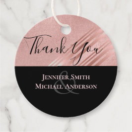 Roze Goud Zwart Glitter Folie Uitzicht TROUWEN Bedankjes Labels