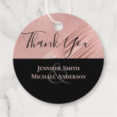 Roze Goud Zwart Glitter Folie Uitzicht TROUWEN Bedankjes Labels (Voorkant)