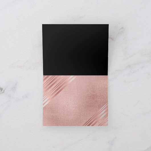 Roze Goud Zwart Glitter Folie Uitzicht TROUWEN Bedankkaart (Binnen)