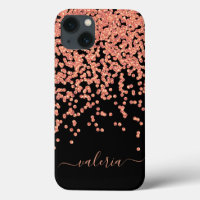 Roze Goud Zwart Glitter Monogram Naam