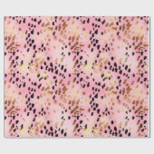 Roze Goud Zwart Luipaard Print Cadeaupapier (Vlak)