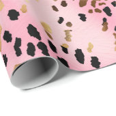 Roze Goud Zwart Luipaard Print Cadeaupapier (Rol Hoek)