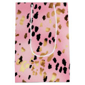 Roze Goud Zwart Luipaard Print Medium Cadeauzakje (Achterkant)