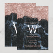 Roze Goud Zwart Marmer Glitter Verjaardag Elke Lee Kaart (Voorkant / Achterkant)