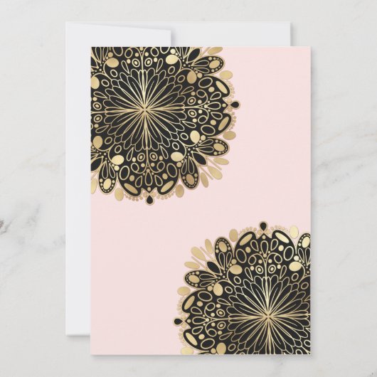 Roze Goud Zwart Maskerade Masker 50e Verjaardag Kaart (Achterkant)