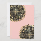 Roze Goud Zwart Maskerade Masker 50e Verjaardag Save The Date (Achterkant)