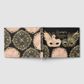  roze goud zwart maskerade masker quinceañera gastenboek (Volledig)