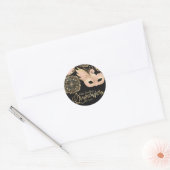  roze goud zwart maskerade masker quinceañera ronde sticker (Envelop)