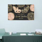  Roze Goud Zwart Maskerade Masker Sweet 16 Spandoek (Beurs)