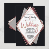 Roze Goud Zwart Mauve Grijs Geometrische Trouwdag Kaart (Voorkant / Achterkant)