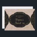 Roze Goud Zwart Sterrenglitter Zoete 16 Verjaardag Kaart<br><div class="desc">Pas aan hoe je wilt.</div>