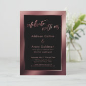 Roze Goud & Zwart Vier Ons Feest Kaart (Staand voorkant)