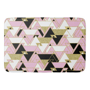Roze Goud Zwart Wit Boho Glam Driehoeken Patroon Badmat
