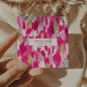 Roze Goud Zwart Wit Polka Dot Brush Stroke Vierkante Visitekaartje