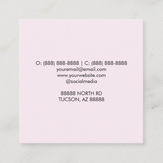 Roze Goud Zwart Wit Polka Dot Brush Stroke Vierkante Visitekaartje (Achterkant)