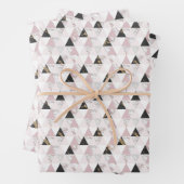 Roze Goud Zwart Witte Marmeren Geometrische Verjaa Inpakpapier Vel (In situ)