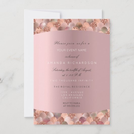 Roze Goud Zwart Witte Zeemeermin Schubben Blush Br Kaart (Voorkant)