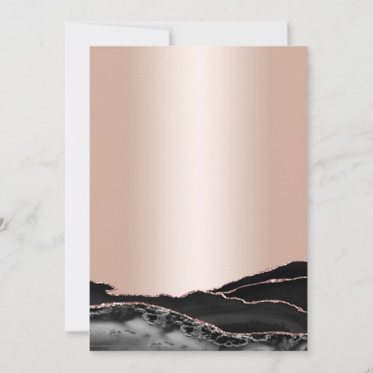 Roze Goud Zwarte Agaat Marmer 60e Verjaardag Kaart (Achterkant)