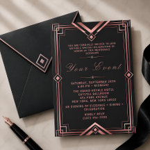 Roze Goud & Zwarte Art Deco Gala Viering