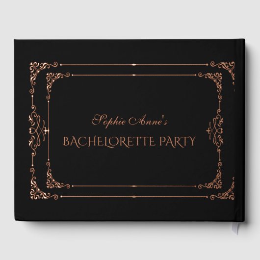 Roze Goud Zwarte Bloeiende Lijst Bachelorette Fees Gastenboek (Achterkant)