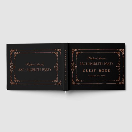 Roze Goud Zwarte Bloeiende Lijst Bachelorette Fees Gastenboek (Volledig)