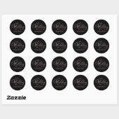 Roze Goud Zwarte Calligrafie Bruiloft Ronde Sticker (Vel)