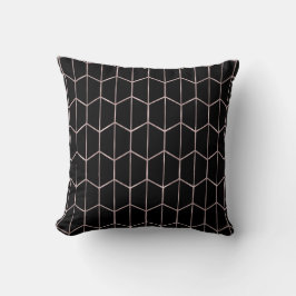 Roze Goud & Zwarte Chic Zeshoek Geometrische Glam Kussen