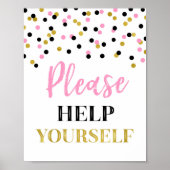 Roze Goud Zwarte Confetti Alsjeblieft Neem Sign Poster (Voorkant)