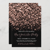 Roze Goud & Zwarte Glam Oud en Nieuw-feest Kaart (Voorkant / Achterkant)