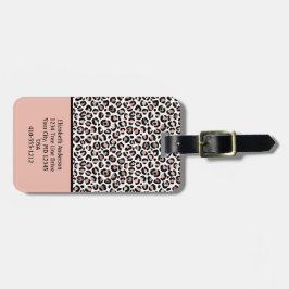 Roze Goud Zwarte Luipaardprint Blush RozeTrendy Bagagelabel