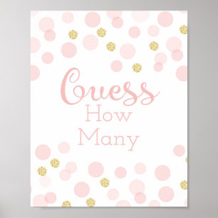 Roze goudBaby shower raad hoeveel Poster