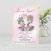 Roze goudBaby shower Uitnodiging Baby (Staand voorkant)