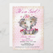 Roze goudBaby shower Uitnodiging Baby (Voorkant / Achterkant)