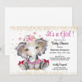 Roze goudBaby shower Uitnodiging Baby (Voorkant / Achterkant)