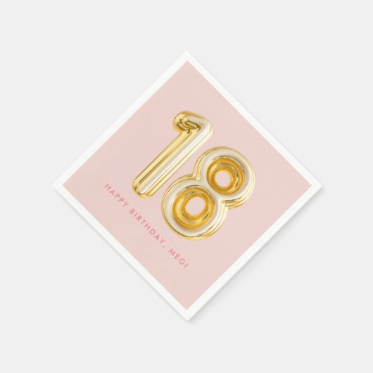 Roze goudballon Achttien 18e verjaardag Servet (Hoek)