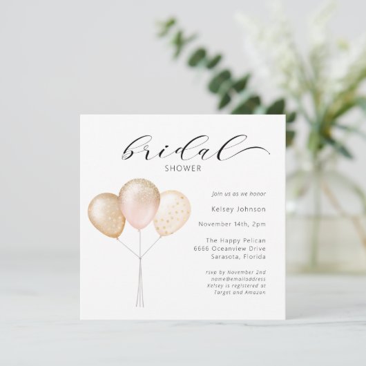 Roze goudballon Vrijgezellenfeest voor kalligrafie Kaart (Staand voorkant)