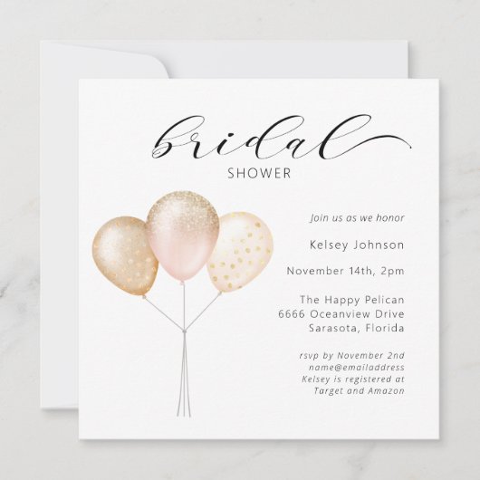 Roze goudballon Vrijgezellenfeest voor kalligrafie Kaart (Voorkant)