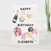 Roze goudballonnen Happy Birthday Holiday Kaart (Voorkant)