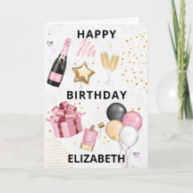 Roze goudballonnen Happy Birthday Holiday Kaart
