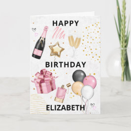 Roze goudballonnen Happy Birthday Holiday Kaart