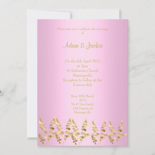 roze goudblad ELEGANT CLASSY WEDDING Kaart (Voorkant)