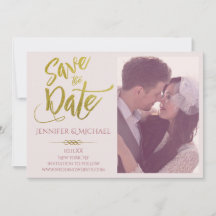 Roze Goudblad Foto Save the Date