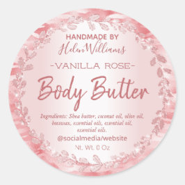 Roze Goudblad Luipaardprint Lichaamsboterlabels Ronde Sticker